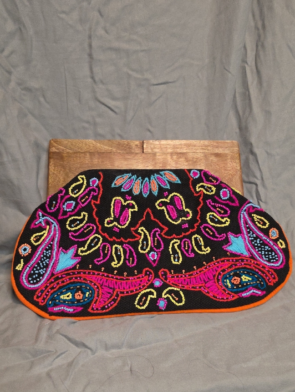 Black Clutch with Bright Beading